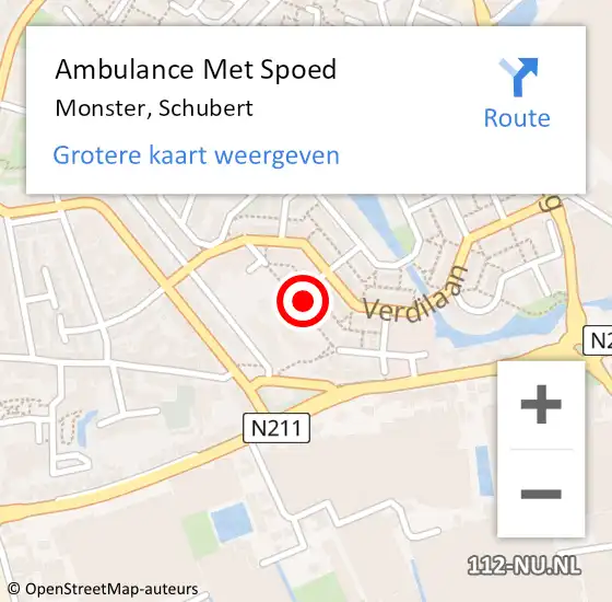 Locatie op kaart van de 112 melding: Ambulance Met Spoed Naar Monster, Schubert op 25 juni 2021 13:41