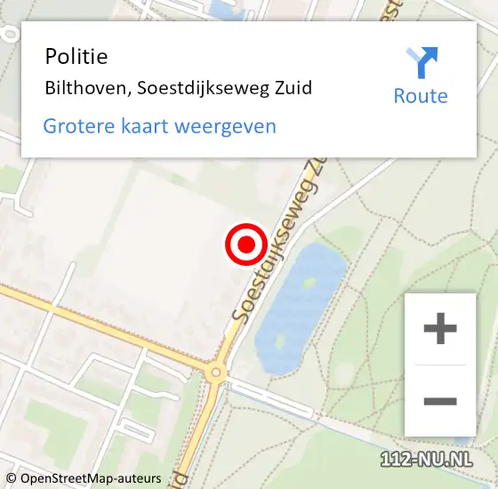 Locatie op kaart van de 112 melding: Politie Bilthoven, Soestdijkseweg Zuid op 25 juni 2021 13:51