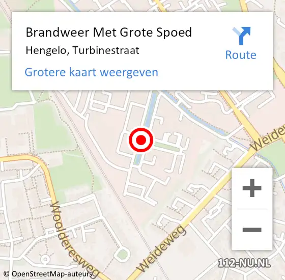 Locatie op kaart van de 112 melding: Brandweer Met Grote Spoed Naar Hengelo, Turbinestraat op 25 juni 2021 14:02