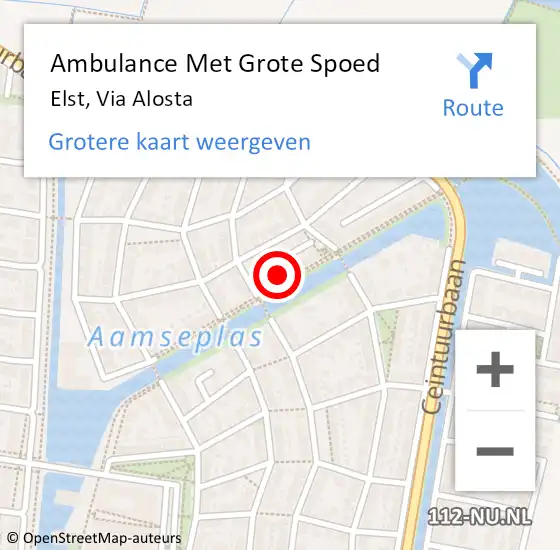 Locatie op kaart van de 112 melding: Ambulance Met Grote Spoed Naar Elst, Via Alosta op 25 juni 2021 14:10