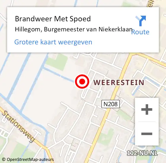 Locatie op kaart van de 112 melding: Brandweer Met Spoed Naar Hillegom, Burgemeester van Niekerklaan op 25 juni 2021 14:17