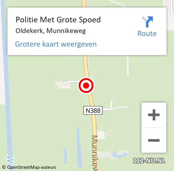 Locatie op kaart van de 112 melding: Politie Met Grote Spoed Naar Oldekerk, Munnikeweg op 25 juni 2021 14:19