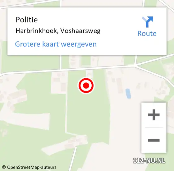 Locatie op kaart van de 112 melding: Politie Harbrinkhoek, Voshaarsweg op 25 juni 2021 14:21