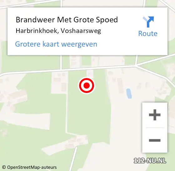 Locatie op kaart van de 112 melding: Brandweer Met Grote Spoed Naar Harbrinkhoek, Voshaarsweg op 25 juni 2021 14:21