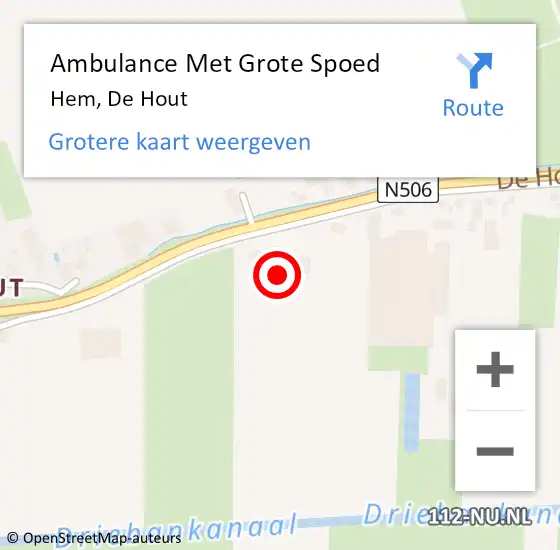 Locatie op kaart van de 112 melding: Ambulance Met Grote Spoed Naar Hem, De Hout op 25 juni 2021 14:26