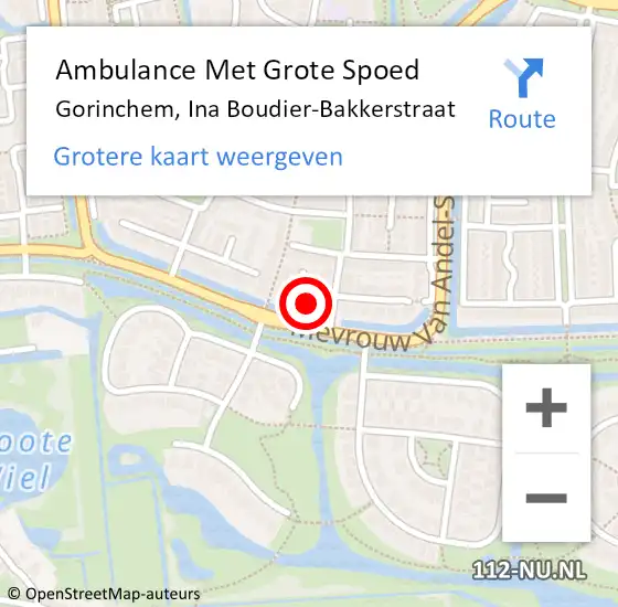 Locatie op kaart van de 112 melding: Ambulance Met Grote Spoed Naar Gorinchem, Ina Boudier-Bakkerstraat op 25 juni 2021 14:29