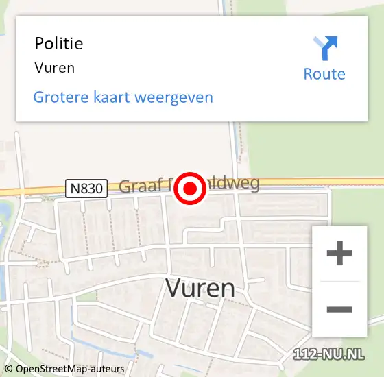 Locatie op kaart van de 112 melding: Politie Vuren op 25 juni 2021 14:34