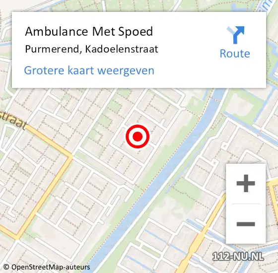 Locatie op kaart van de 112 melding: Ambulance Met Spoed Naar Purmerend, Kadoelenstraat op 25 juni 2021 14:37