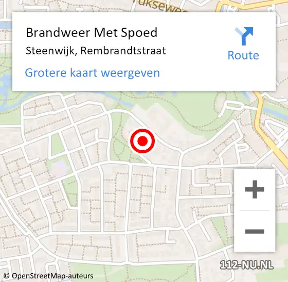 Locatie op kaart van de 112 melding: Brandweer Met Spoed Naar Steenwijk, Rembrandtstraat op 25 juni 2021 14:37