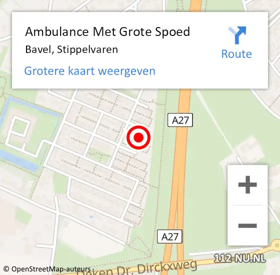 Locatie op kaart van de 112 melding: Ambulance Met Grote Spoed Naar Bavel, Stippelvaren op 5 oktober 2013 02:37