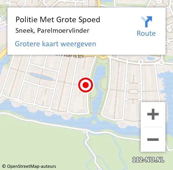 Locatie op kaart van de 112 melding: Politie Met Grote Spoed Naar Sneek, Parelmoervlinder op 25 juni 2021 14:43