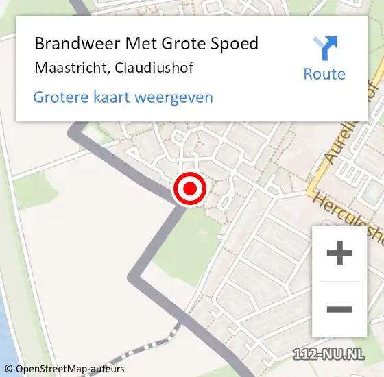 Locatie op kaart van de 112 melding: Brandweer Met Grote Spoed Naar Maastricht, Claudiushof op 25 juni 2021 14:55