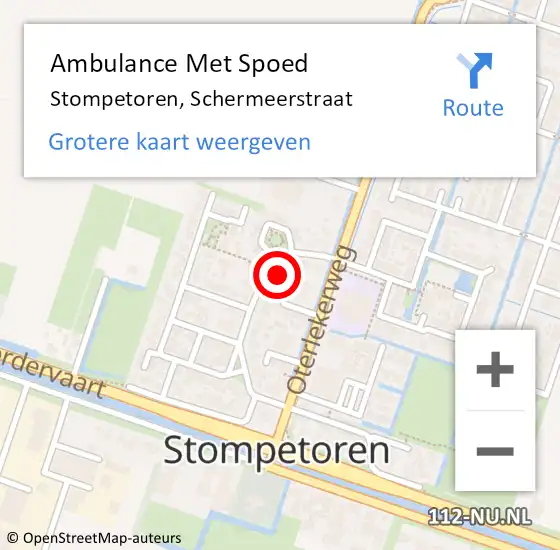 Locatie op kaart van de 112 melding: Ambulance Met Spoed Naar Stompetoren, Schermeerstraat op 25 juni 2021 15:10