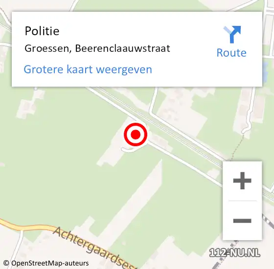 Locatie op kaart van de 112 melding: Politie Groessen, Beerenclaauwstraat op 25 juni 2021 15:13