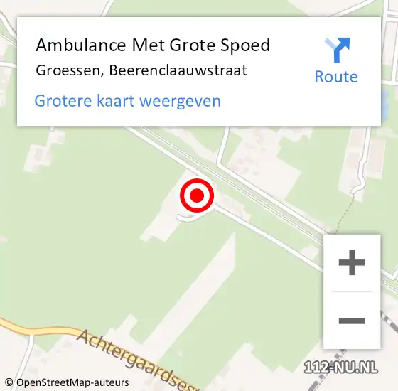 Locatie op kaart van de 112 melding: Ambulance Met Grote Spoed Naar Groessen, Beerenclaauwstraat op 25 juni 2021 15:13
