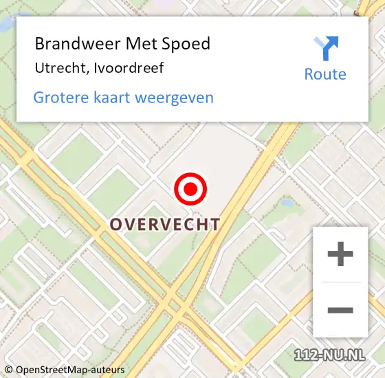Locatie op kaart van de 112 melding: Brandweer Met Spoed Naar Utrecht, Ivoordreef op 25 juni 2021 15:13