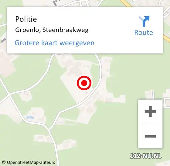 Locatie op kaart van de 112 melding: Politie Groenlo, Steenbraakweg op 25 juni 2021 15:32