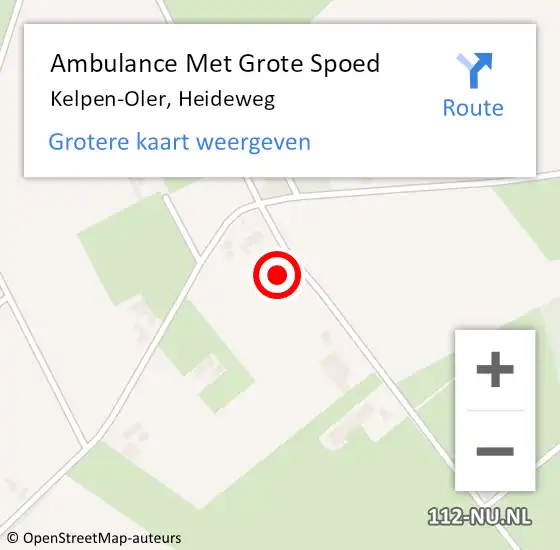 Locatie op kaart van de 112 melding: Ambulance Met Grote Spoed Naar Kelpen-Oler, Heideweg op 25 juni 2021 15:52