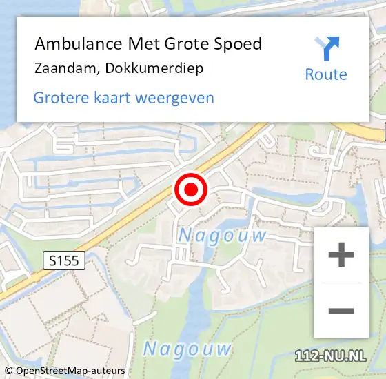 Locatie op kaart van de 112 melding: Ambulance Met Grote Spoed Naar Zaandam, Dokkumerdiep op 25 juni 2021 15:59