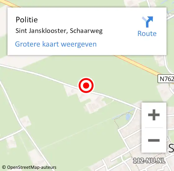 Locatie op kaart van de 112 melding: Politie Sint Jansklooster, Schaarweg op 25 juni 2021 16:06