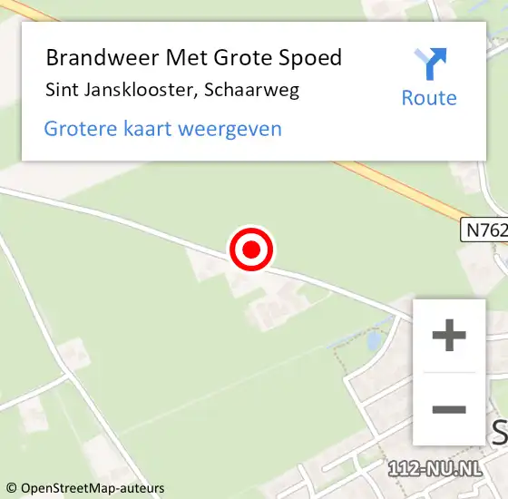 Locatie op kaart van de 112 melding: Brandweer Met Grote Spoed Naar Sint Jansklooster, Schaarweg op 25 juni 2021 16:06
