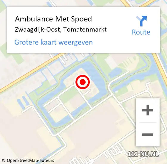 Locatie op kaart van de 112 melding: Ambulance Met Spoed Naar Zwaagdijk-Oost, Tomatenmarkt op 25 juni 2021 16:17