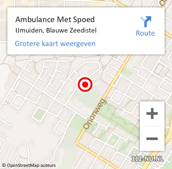 Locatie op kaart van de 112 melding: Ambulance Met Spoed Naar IJmuiden, Blauwe Zeedistel op 25 juni 2021 16:19