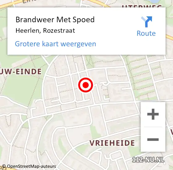 Locatie op kaart van de 112 melding: Brandweer Met Spoed Naar Heerlen, Rozestraat op 25 juni 2021 16:41