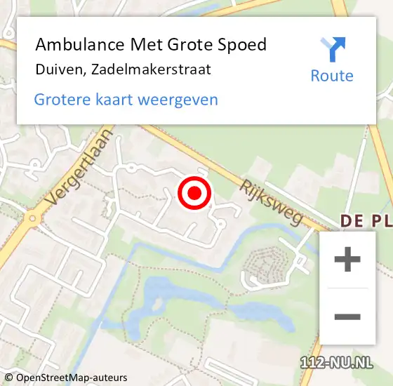 Locatie op kaart van de 112 melding: Ambulance Met Grote Spoed Naar Duiven, Zadelmakerstraat op 25 juni 2021 16:48