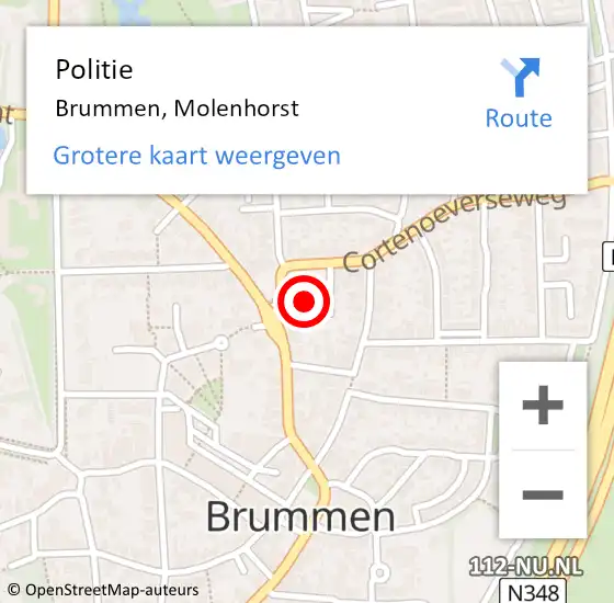 Locatie op kaart van de 112 melding: Politie Brummen, Molenhorst op 25 juni 2021 17:05