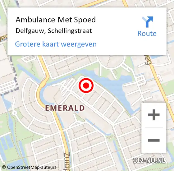 Locatie op kaart van de 112 melding: Ambulance Met Spoed Naar Delfgauw, Schellingstraat op 25 juni 2021 17:08