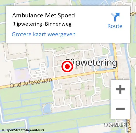 Locatie op kaart van de 112 melding: Ambulance Met Spoed Naar Rijpwetering, Binnenweg op 25 juni 2021 17:14