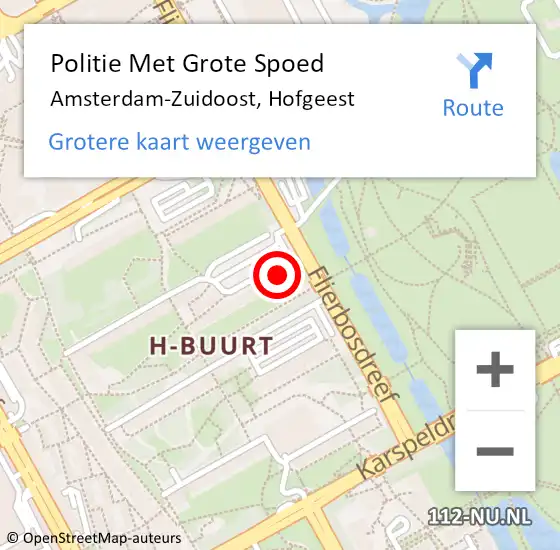 Locatie op kaart van de 112 melding: Politie Met Grote Spoed Naar Amsterdam-Zuidoost, Hofgeest op 25 juni 2021 17:24