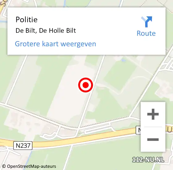 Locatie op kaart van de 112 melding: Politie De Bilt, De Holle Bilt op 25 juni 2021 17:41