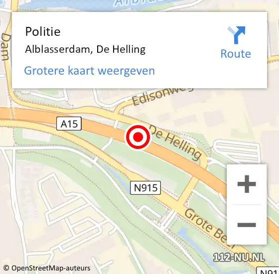 Locatie op kaart van de 112 melding: Politie Alblasserdam, De Helling op 25 juni 2021 17:55