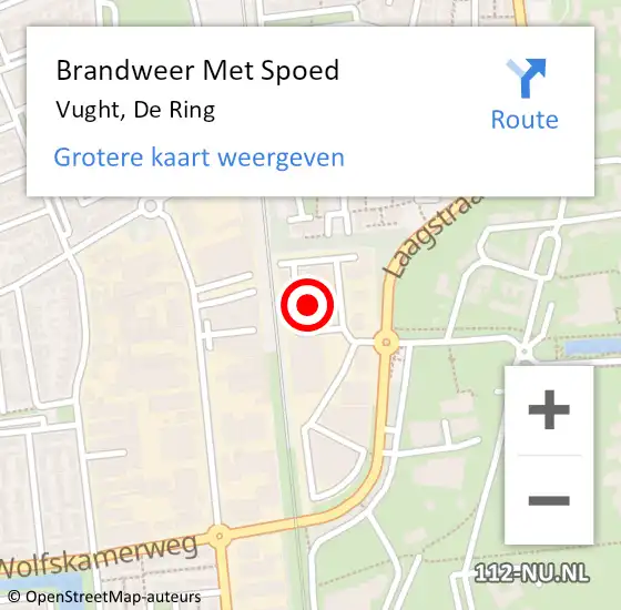 Locatie op kaart van de 112 melding: Brandweer Met Spoed Naar Vught, De Ring op 25 juni 2021 18:11