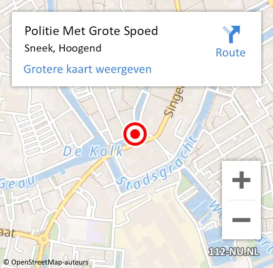 Locatie op kaart van de 112 melding: Politie Met Grote Spoed Naar Sneek, Hoogend op 25 juni 2021 18:14