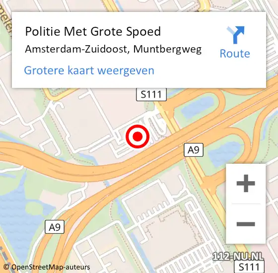 Locatie op kaart van de 112 melding: Politie Met Grote Spoed Naar Amsterdam-Zuidoost, Muntbergweg op 25 juni 2021 18:26