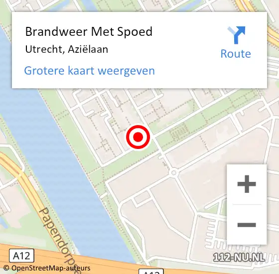 Locatie op kaart van de 112 melding: Brandweer Met Spoed Naar Utrecht, Aziëlaan op 25 juni 2021 18:54