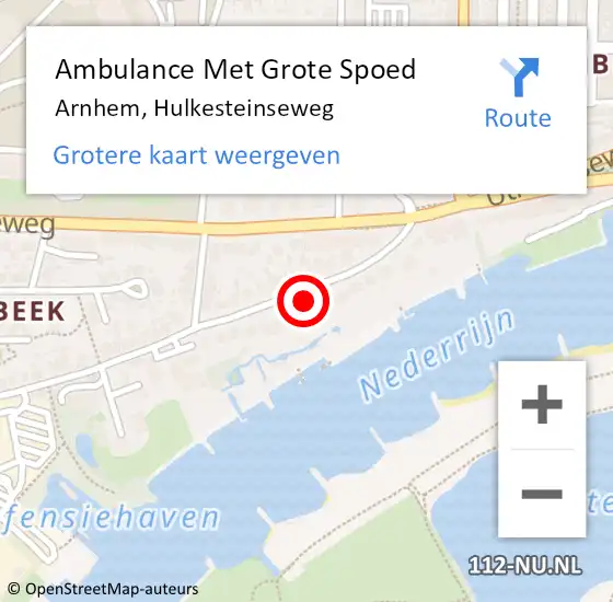 Locatie op kaart van de 112 melding: Ambulance Met Grote Spoed Naar Arnhem, Hulkesteinseweg op 25 juni 2021 19:12