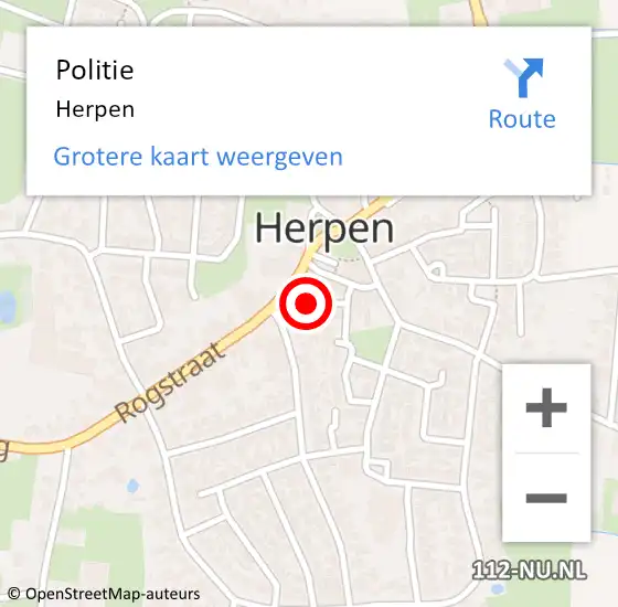 Locatie op kaart van de 112 melding: Politie Herpen op 25 juni 2021 19:12