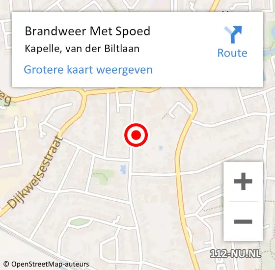 Locatie op kaart van de 112 melding: Brandweer Met Spoed Naar Kapelle, van der Biltlaan op 25 juni 2021 19:24