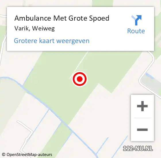 Locatie op kaart van de 112 melding: Ambulance Met Grote Spoed Naar Varik, Weiweg op 25 juni 2021 19:45