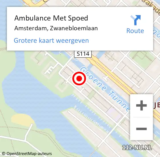 Locatie op kaart van de 112 melding: Ambulance Met Spoed Naar Amsterdam, Zwanebloemlaan op 25 juni 2021 19:59