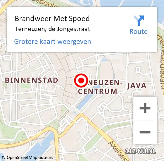 Locatie op kaart van de 112 melding: Brandweer Met Spoed Naar Terneuzen, de Jongestraat op 25 juni 2021 20:28