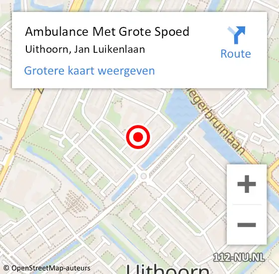 Locatie op kaart van de 112 melding: Ambulance Met Grote Spoed Naar Uithoorn, Jan Luikenlaan op 25 juni 2021 20:29