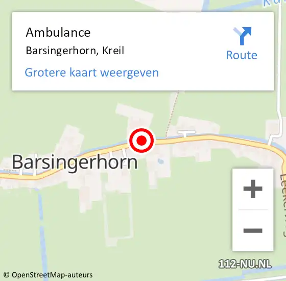 Locatie op kaart van de 112 melding: Ambulance Barsingerhorn, Kreil op 14 juni 2014 11:34