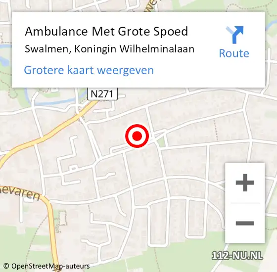 Locatie op kaart van de 112 melding: Ambulance Met Grote Spoed Naar Swalmen, Koningin Wilhelminalaan op 25 juni 2021 20:37
