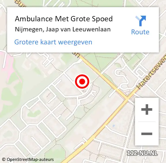 Locatie op kaart van de 112 melding: Ambulance Met Grote Spoed Naar Nijmegen, Jaap van Leeuwenlaan op 25 juni 2021 20:47