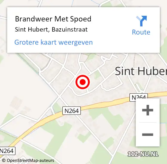 Locatie op kaart van de 112 melding: Brandweer Met Spoed Naar Sint Hubert, Bazuinstraat op 25 juni 2021 20:53